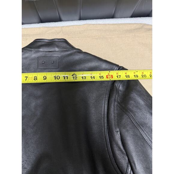 Alexander Wang Jacket Mens Medium Black Leather Asymmetric Knit Cuffs 603417F11 - Picture 15 of 16